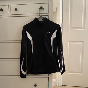 Black and white under armor zip up jacket